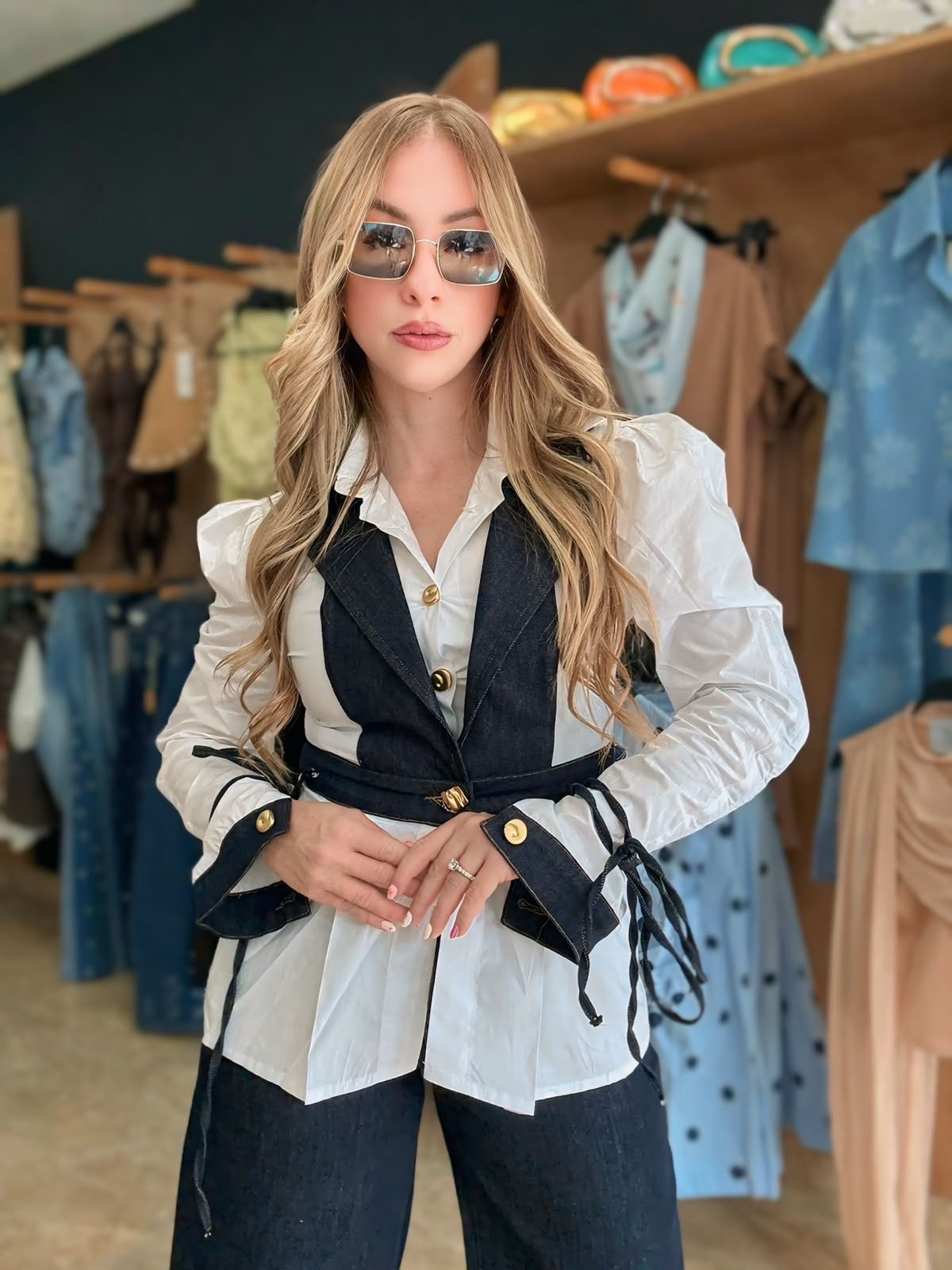 Denim bermuda set