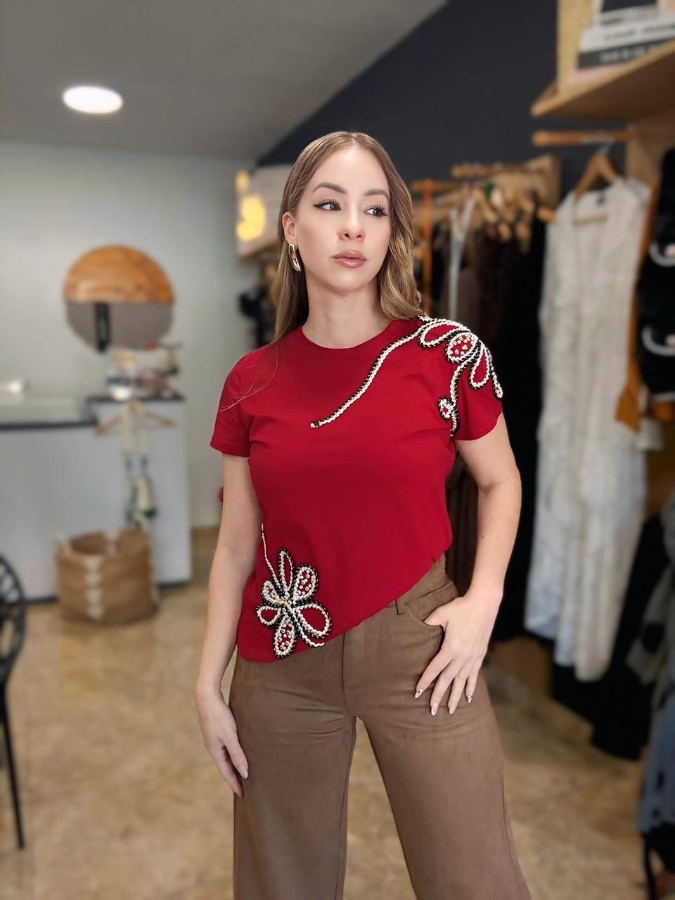 Floral T-Shirt Wine