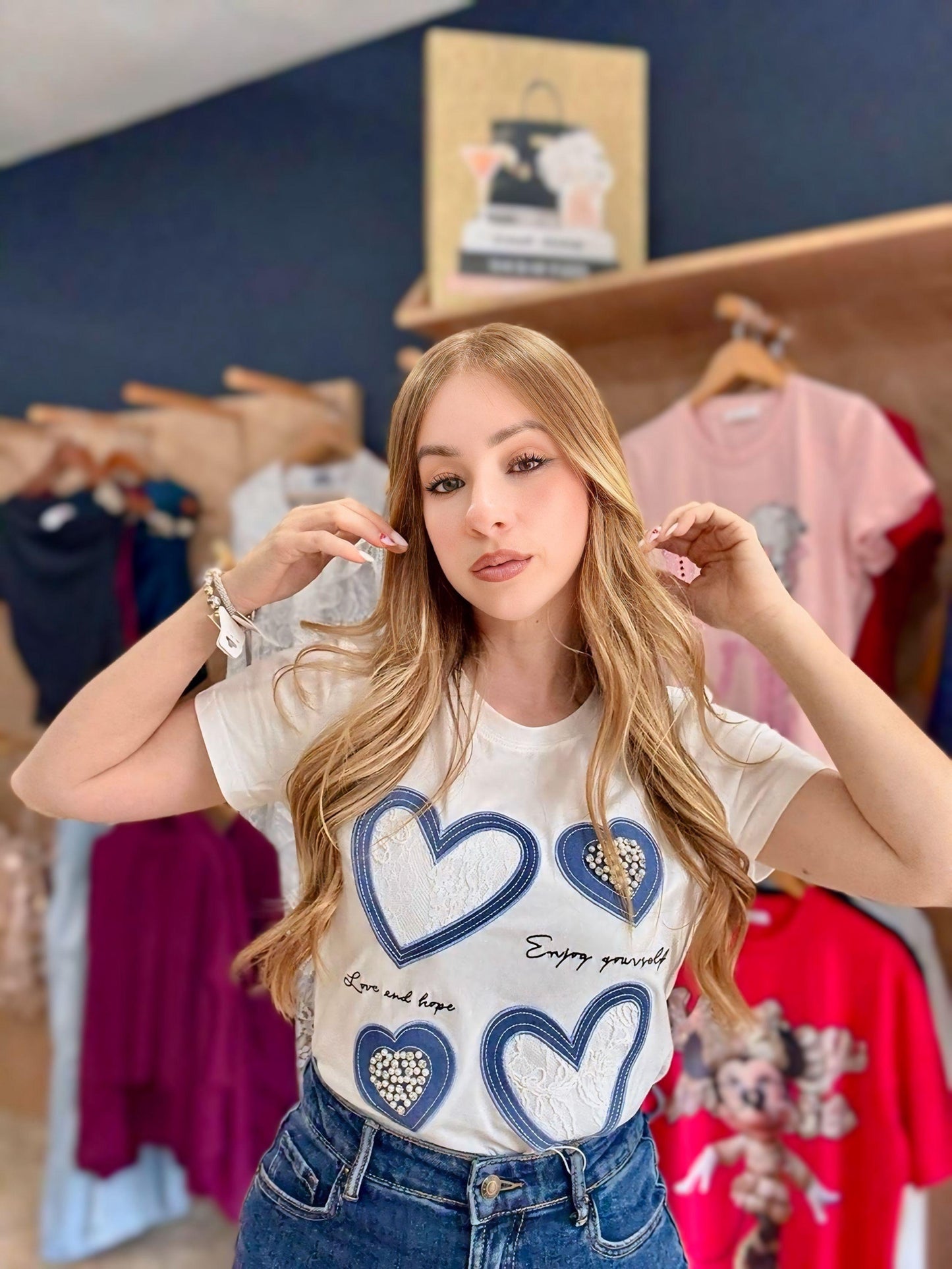 White & denim 💙 Tshirt