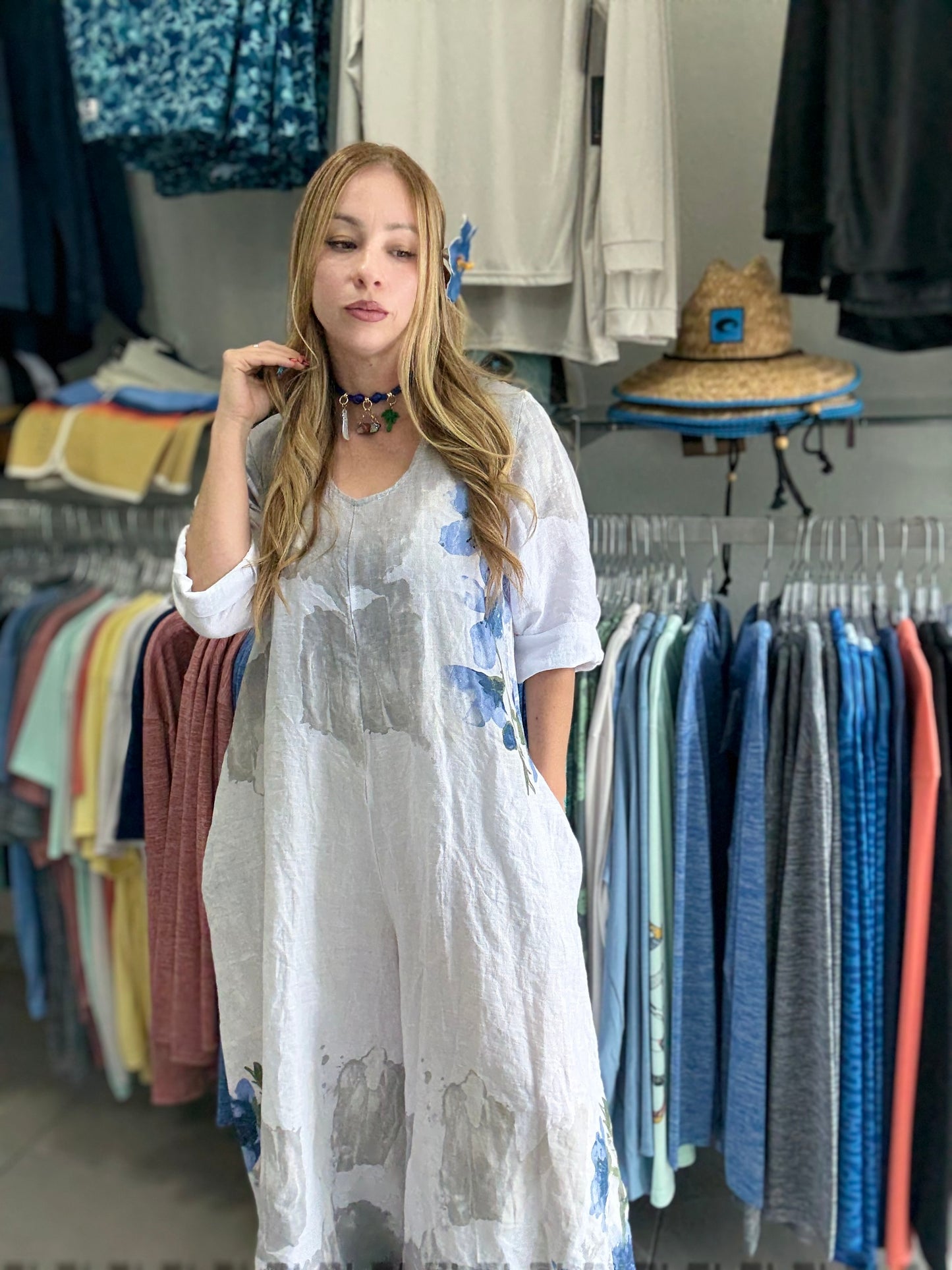 Linen Print Jumpsuit
