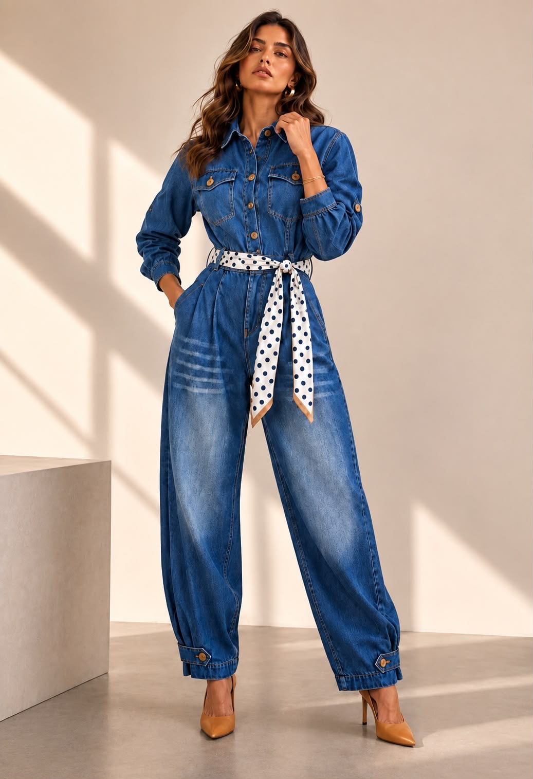 Bow denim Jumpsuit