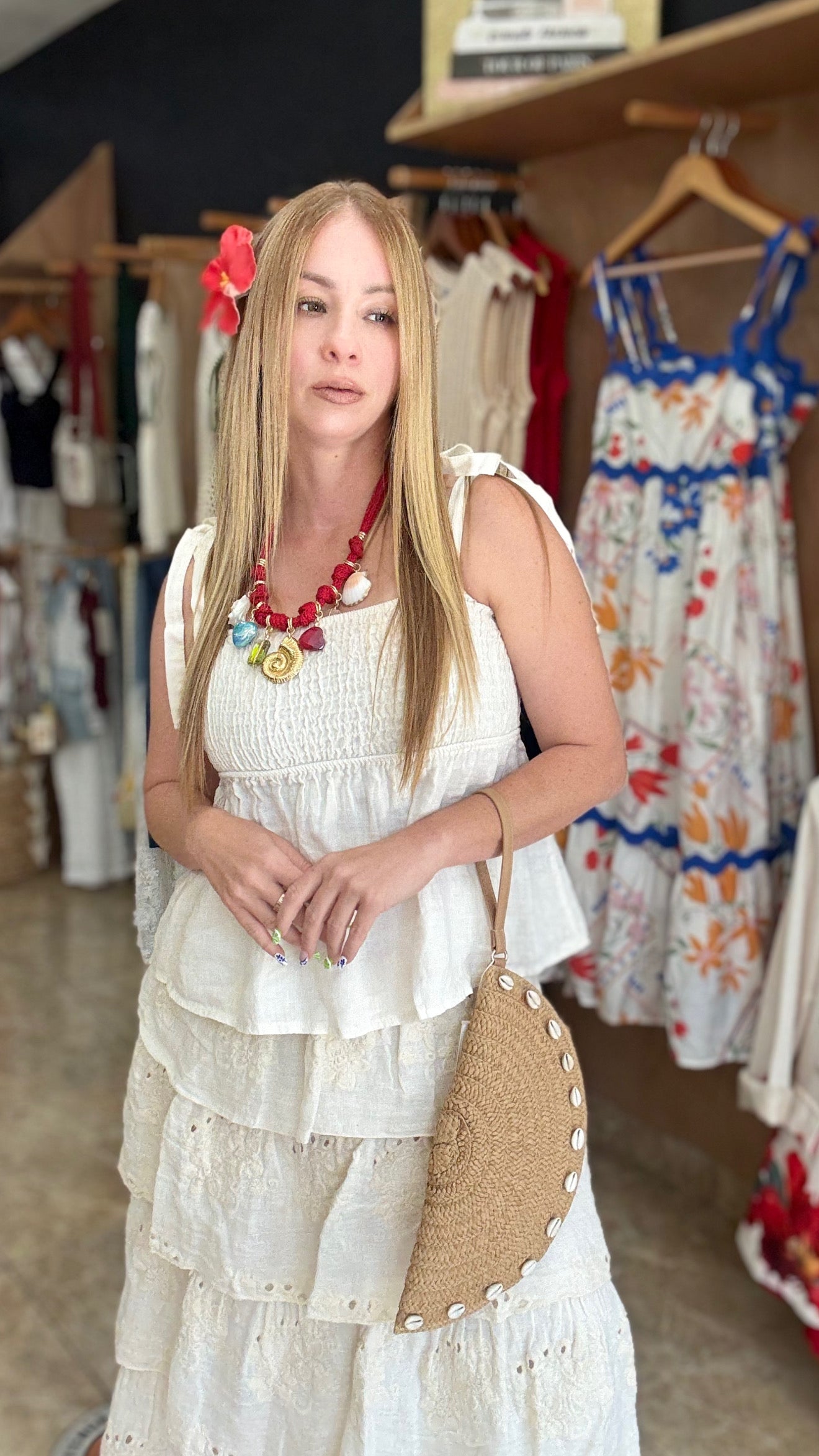 Linen Eyelet Skirt Set