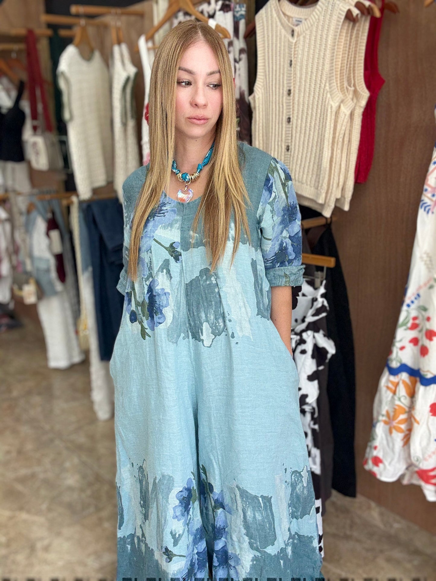 Linen Print Jumpsuit