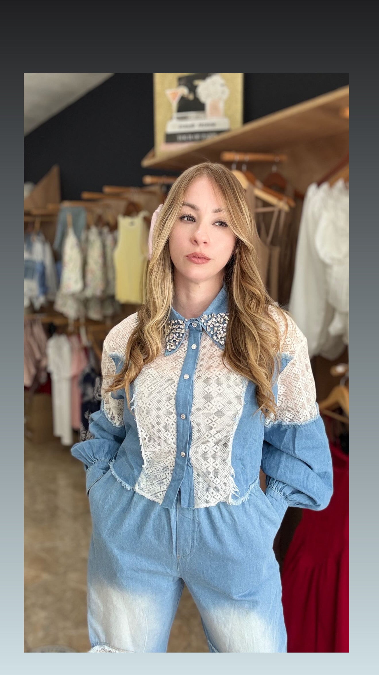 Lace Denim Set