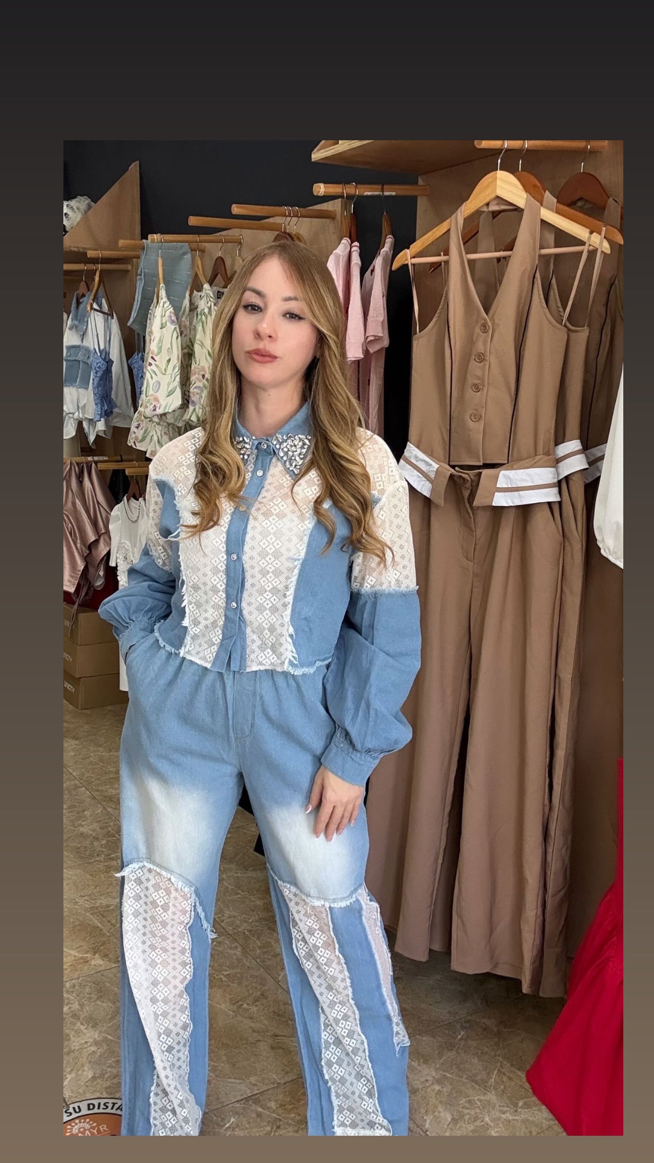 Lace Denim Set