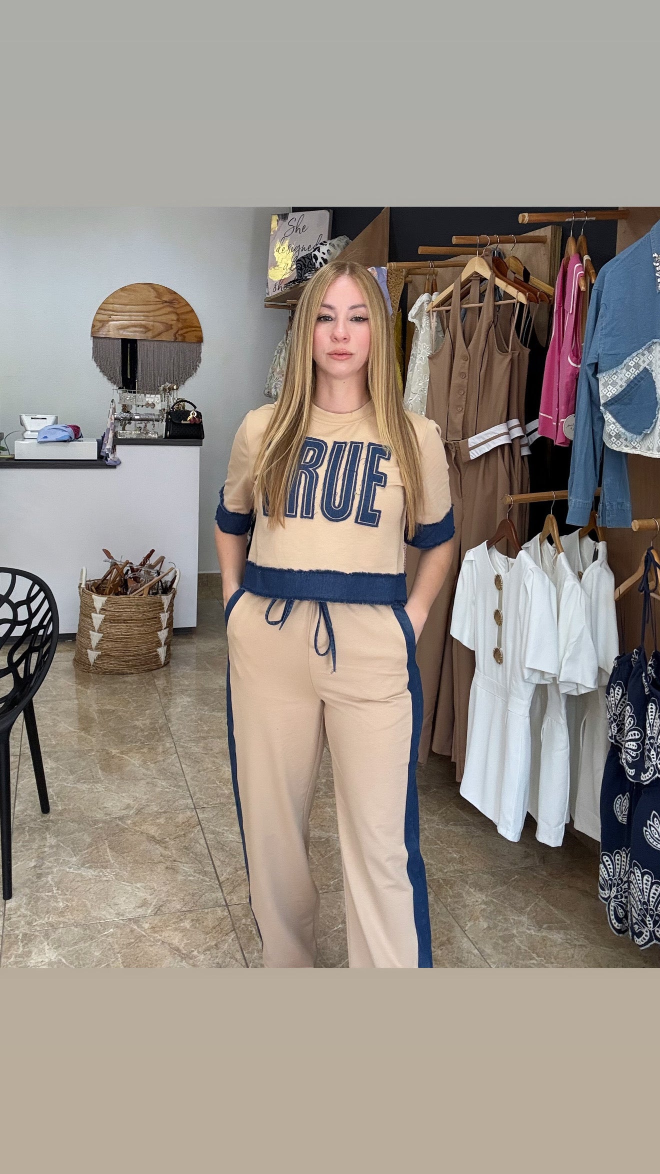 True Beige Denim Set