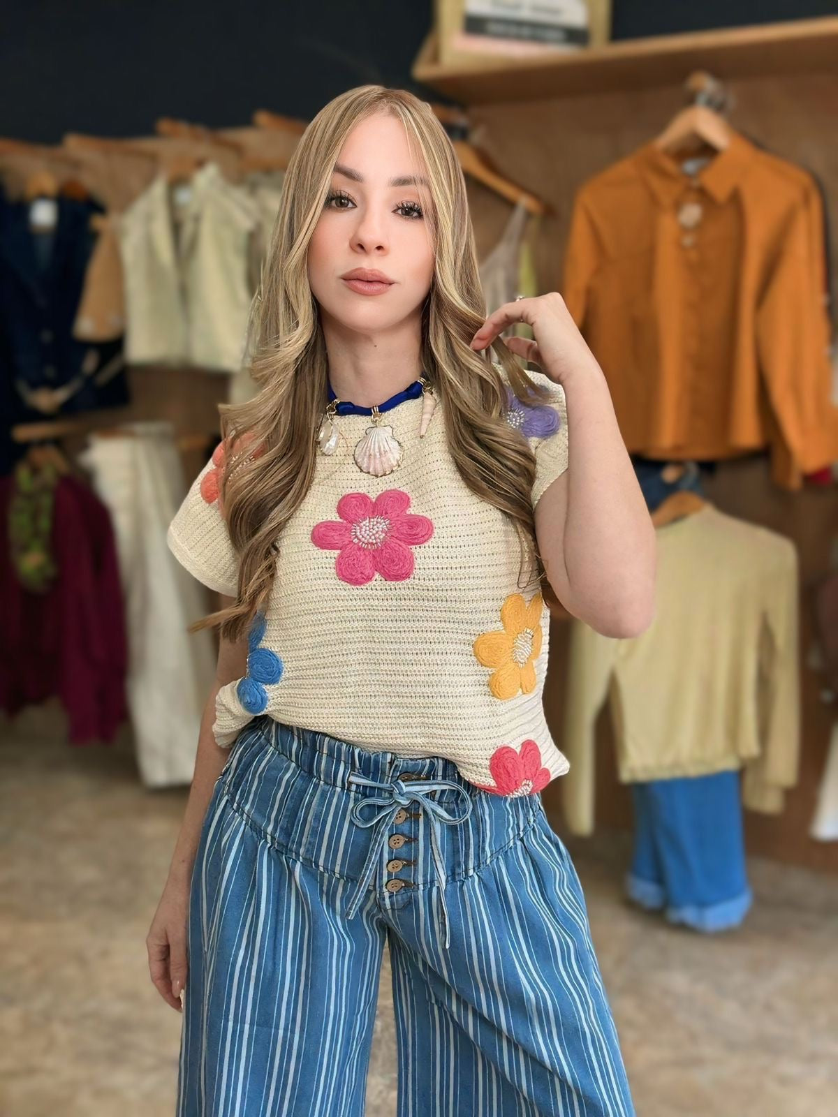 Crochet floral top