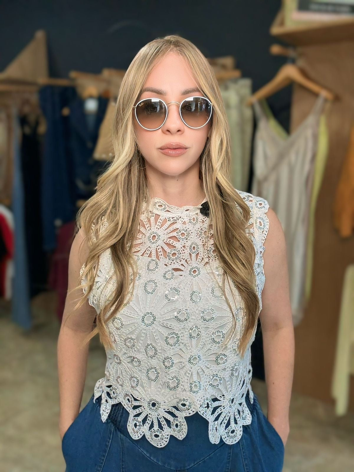 Crochet & Sequin top