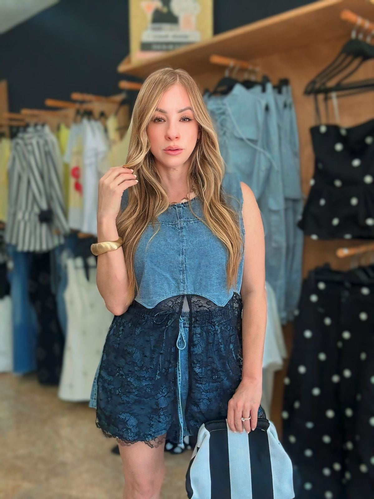 Denim Lace set (One Size )