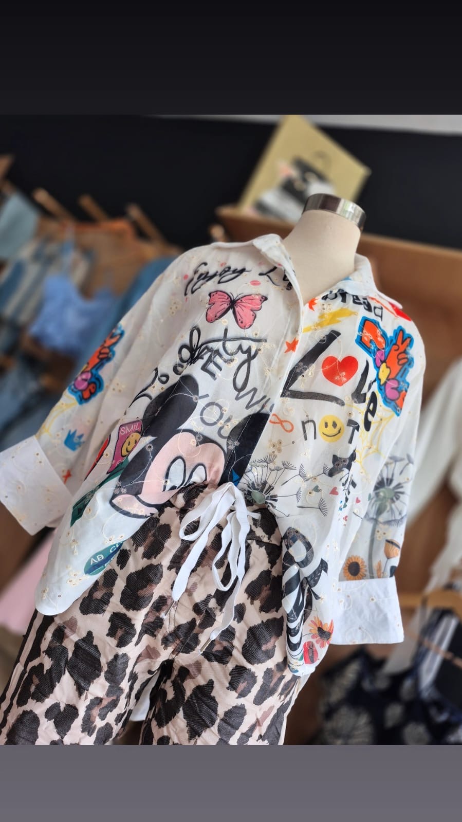 Mickey Eyelet top