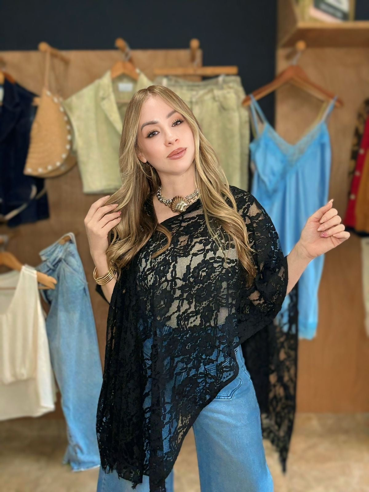 Lace poncho top
