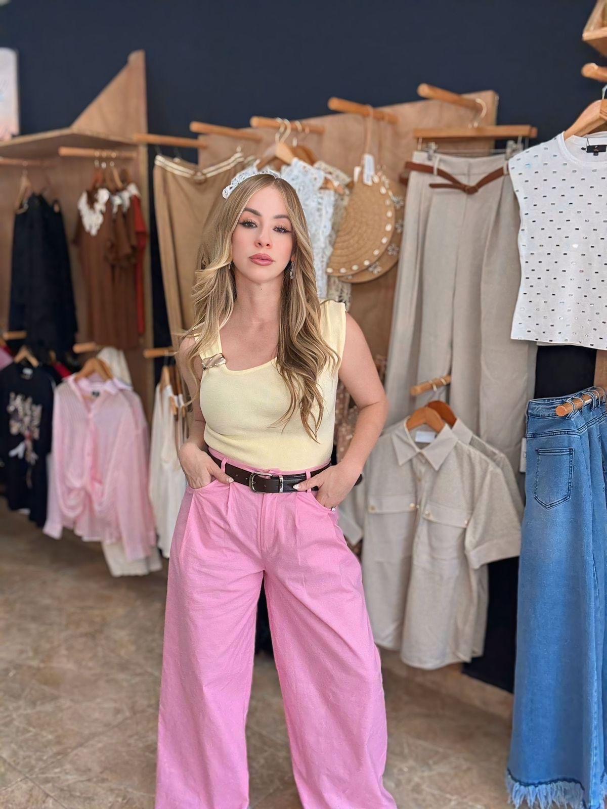 Linen stechy Pant with Belt