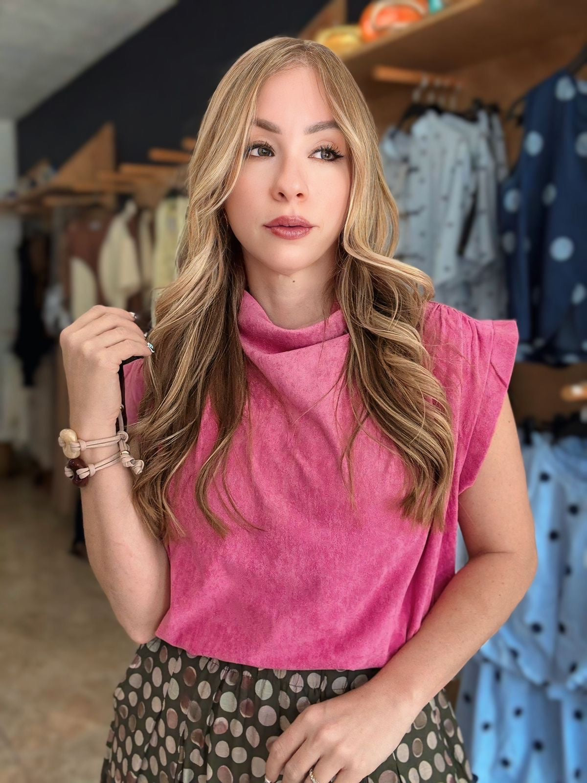 Pink High Neck top