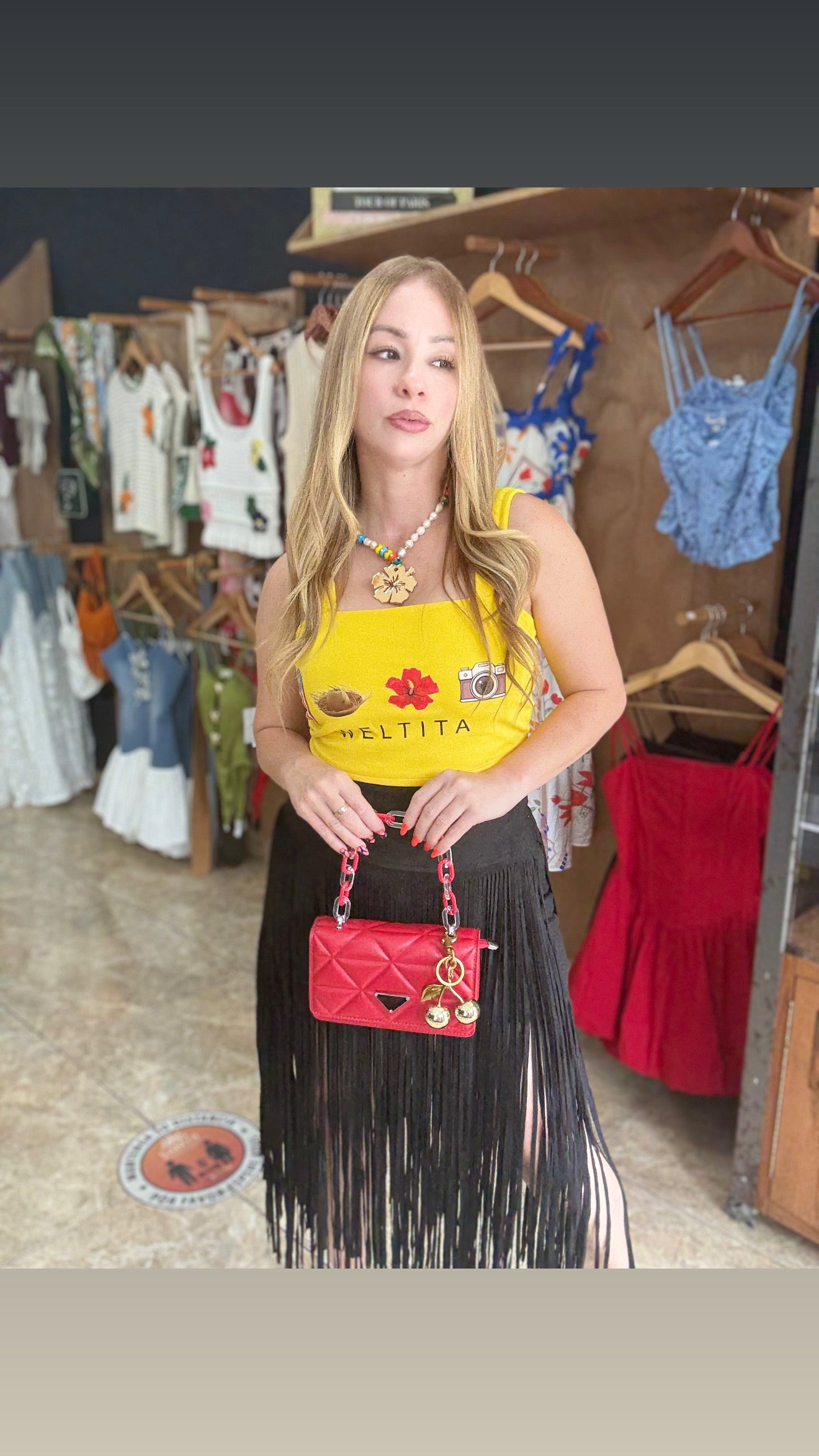 Sude Fringes Skirt