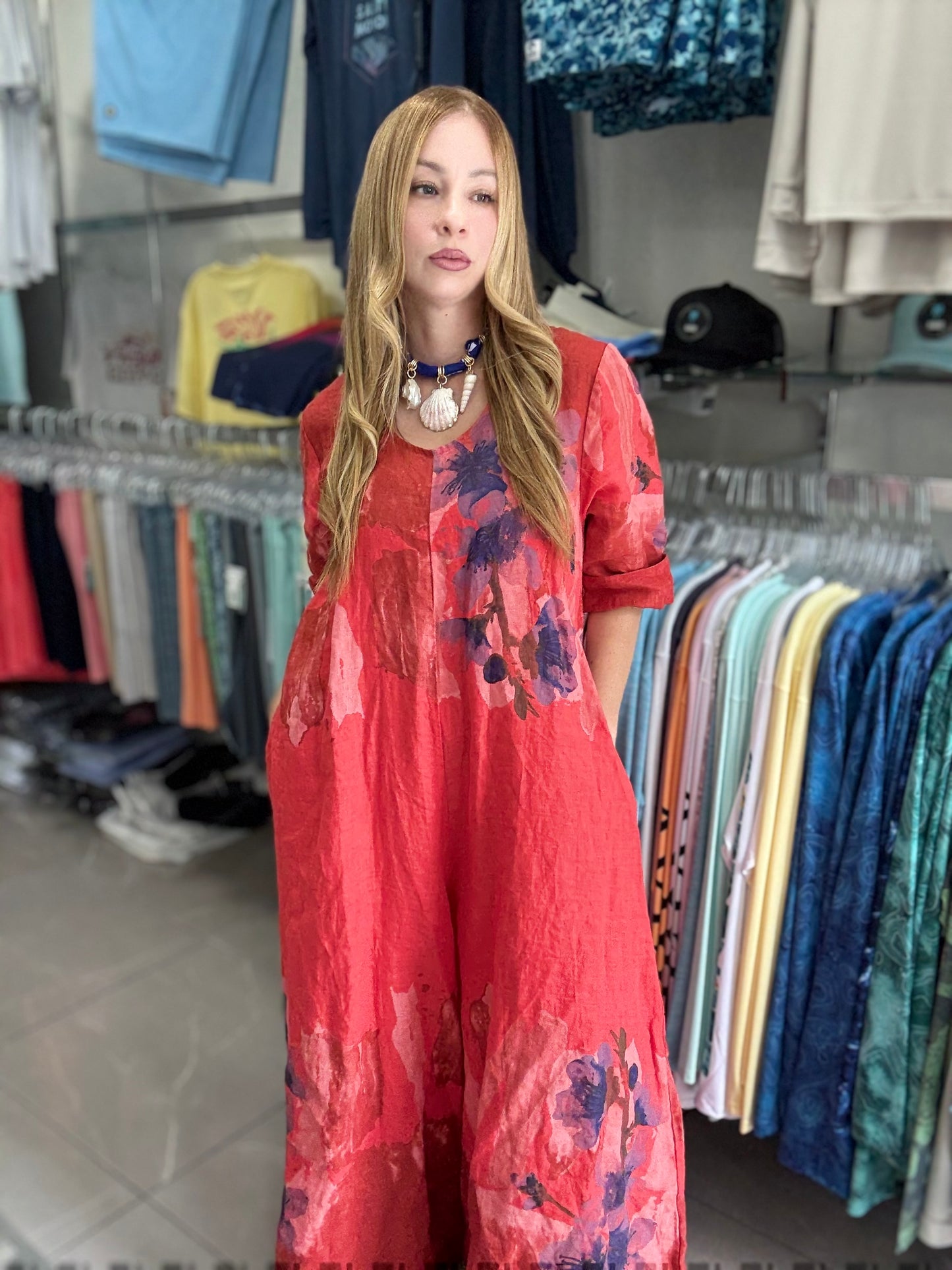 Linen Print Jumpsuit