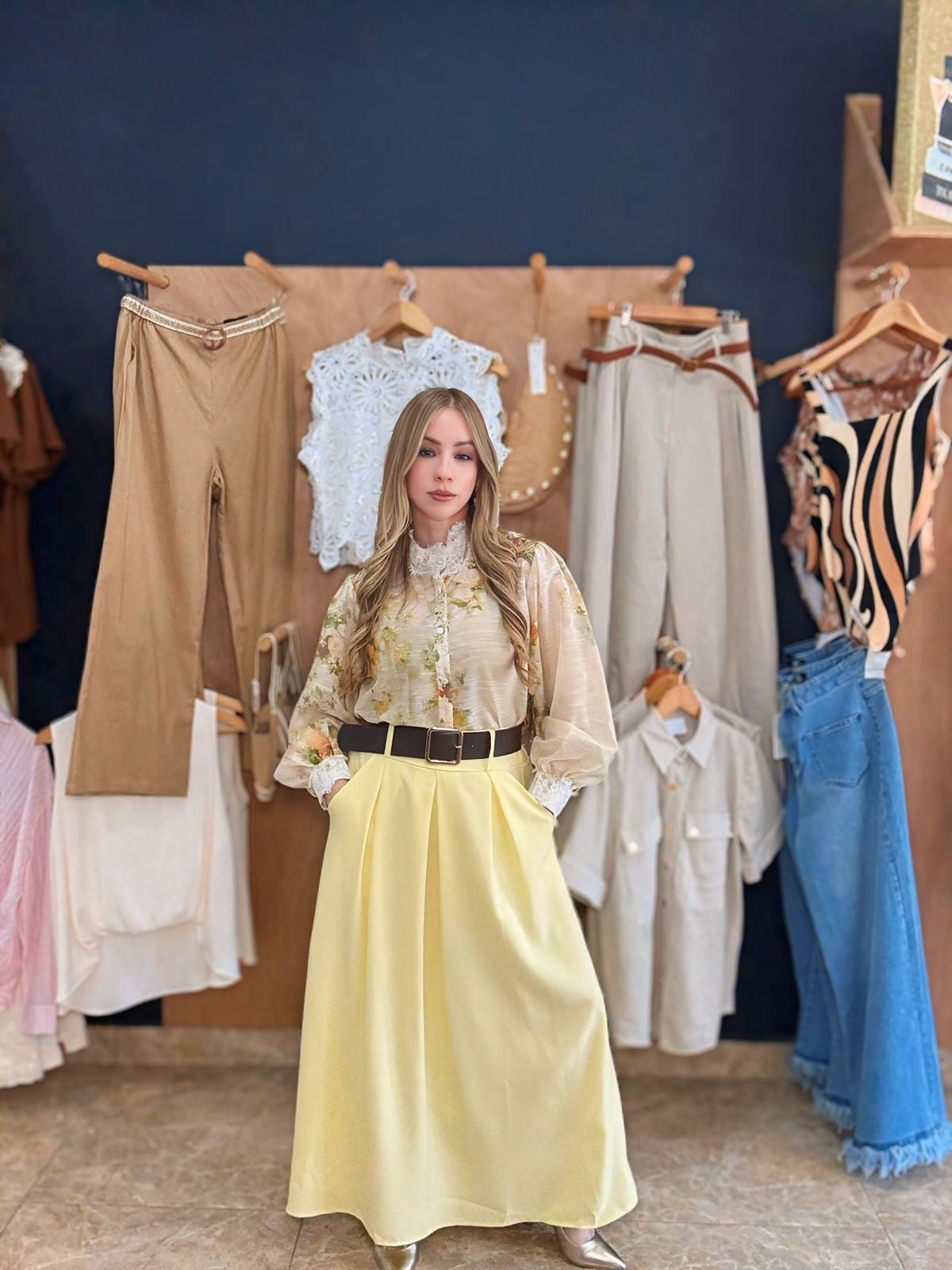 Yellow Skirt With Belt
