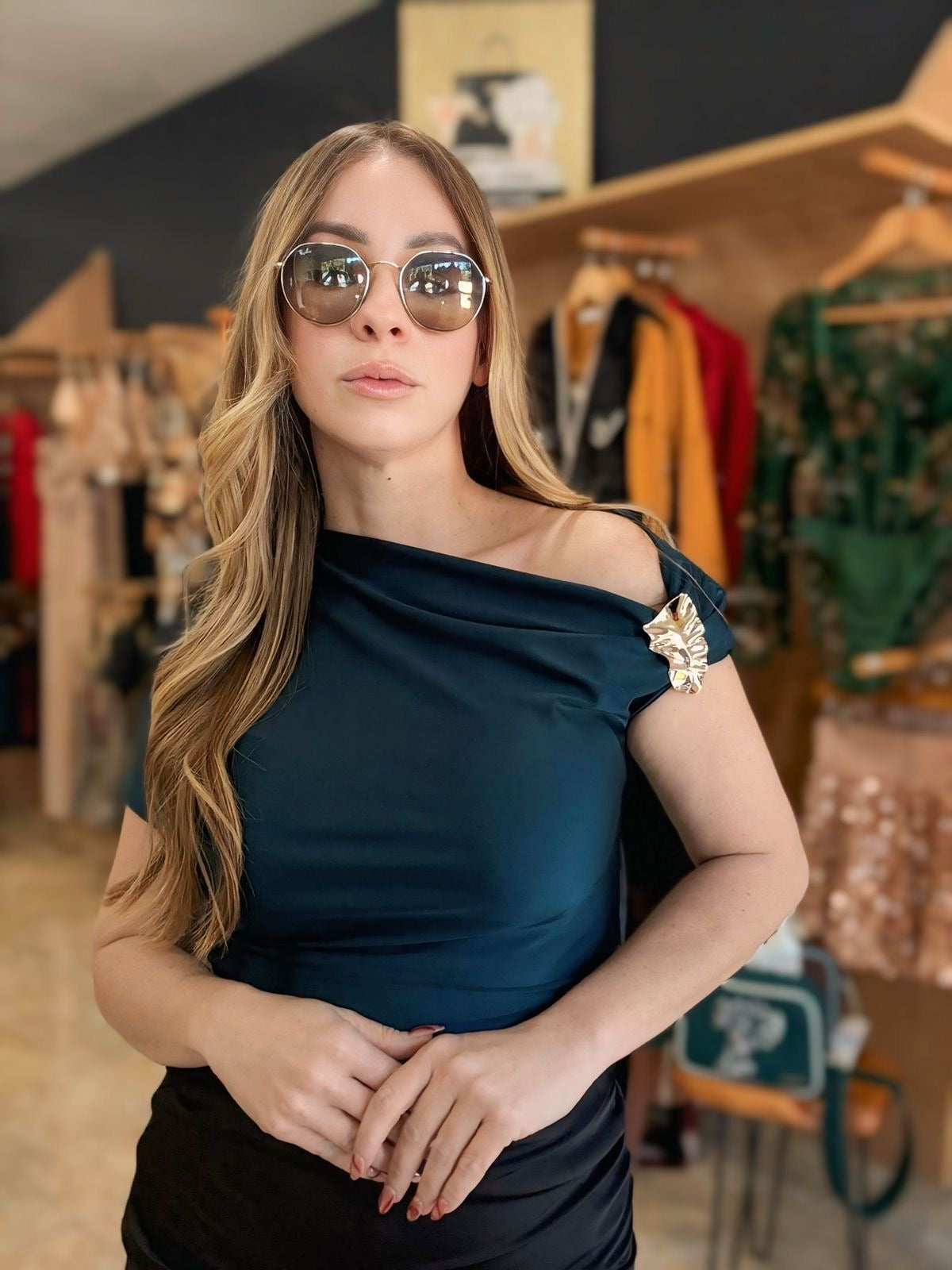Teal licra top