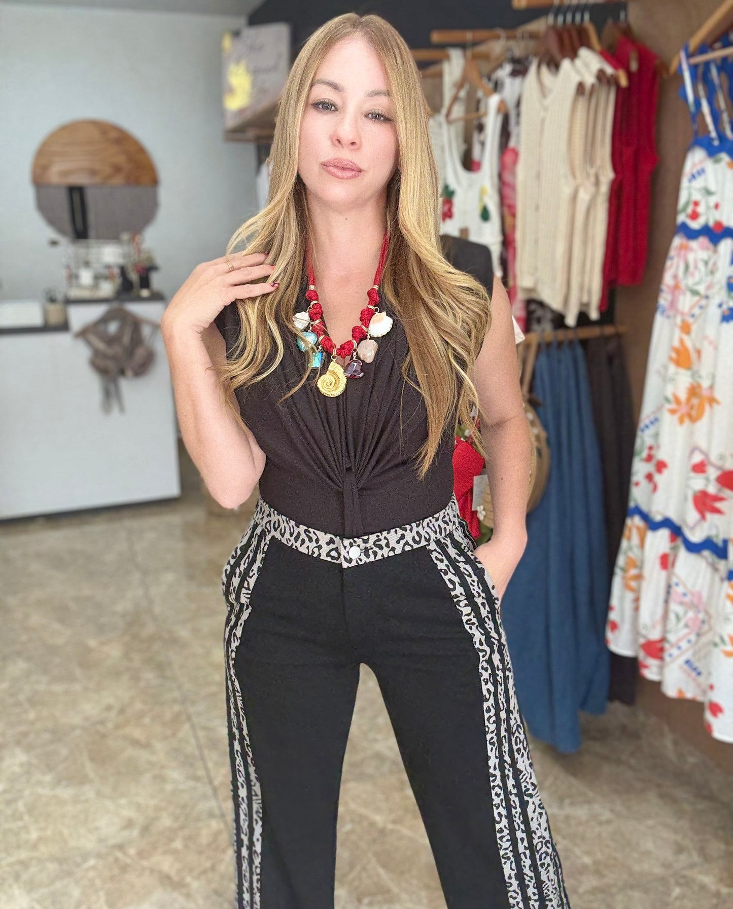 Animal print Details Jeans