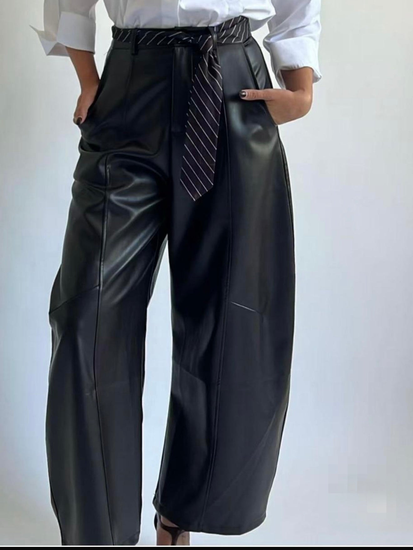 Leather Barrel Pant