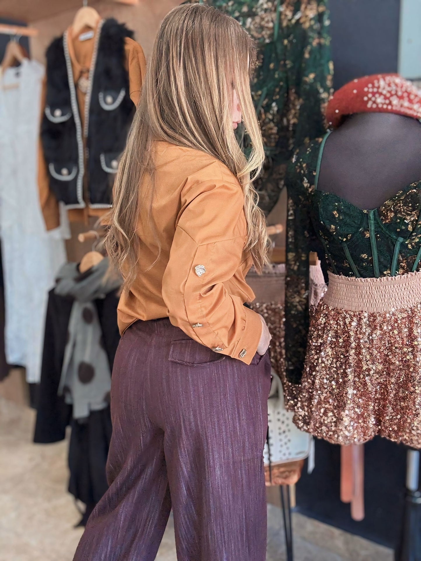 Mustard silk touch Blouse