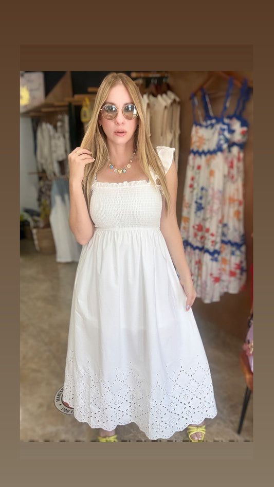 Eyelet Details Maxi Dress