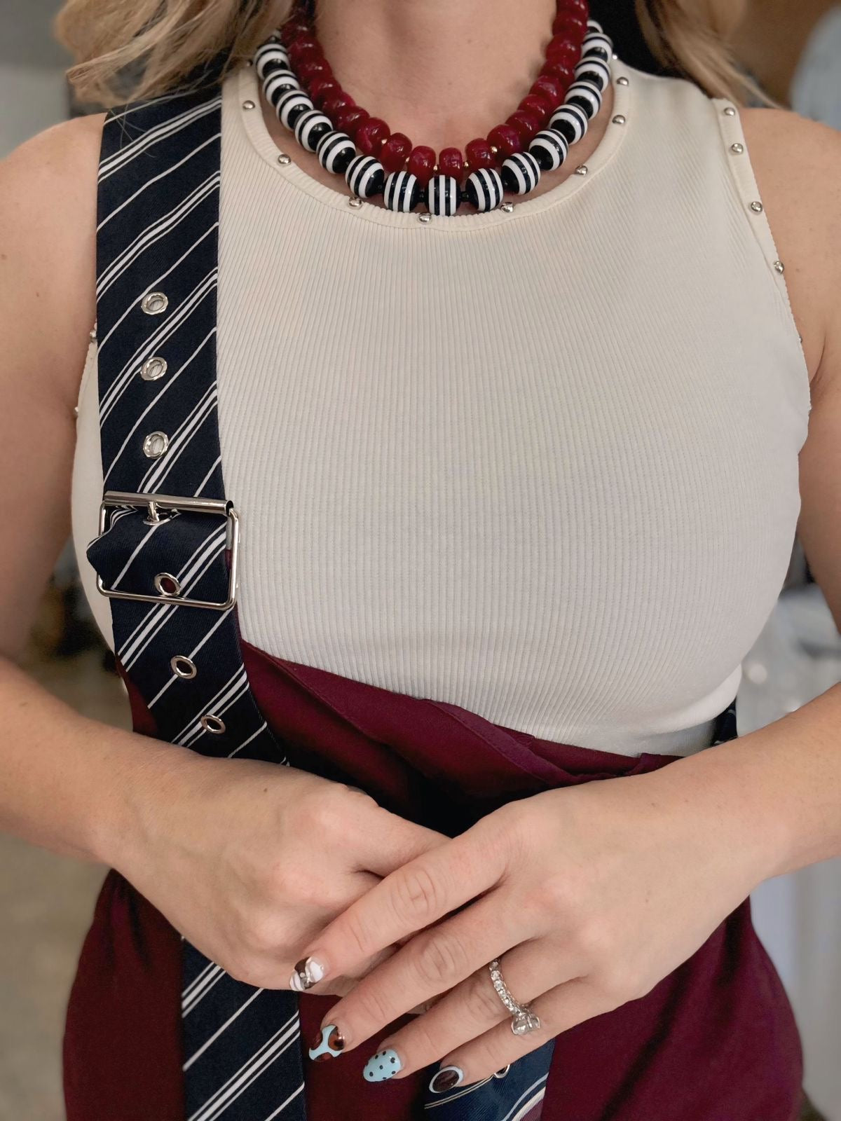 Stud Round Neck top