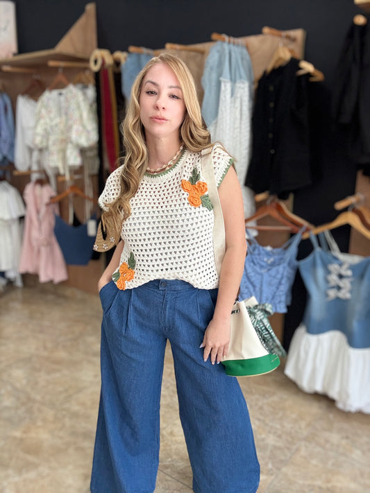 Wide Led Denim Pant