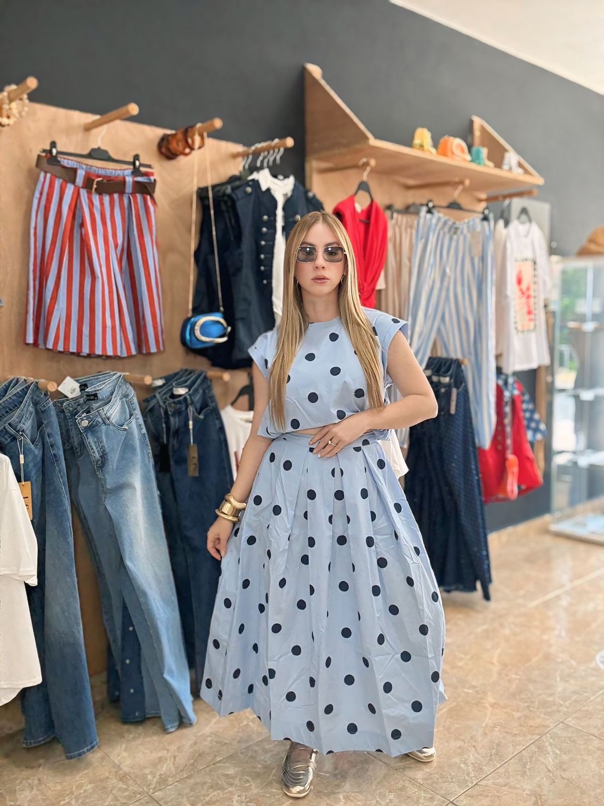 Polka Skirt Set