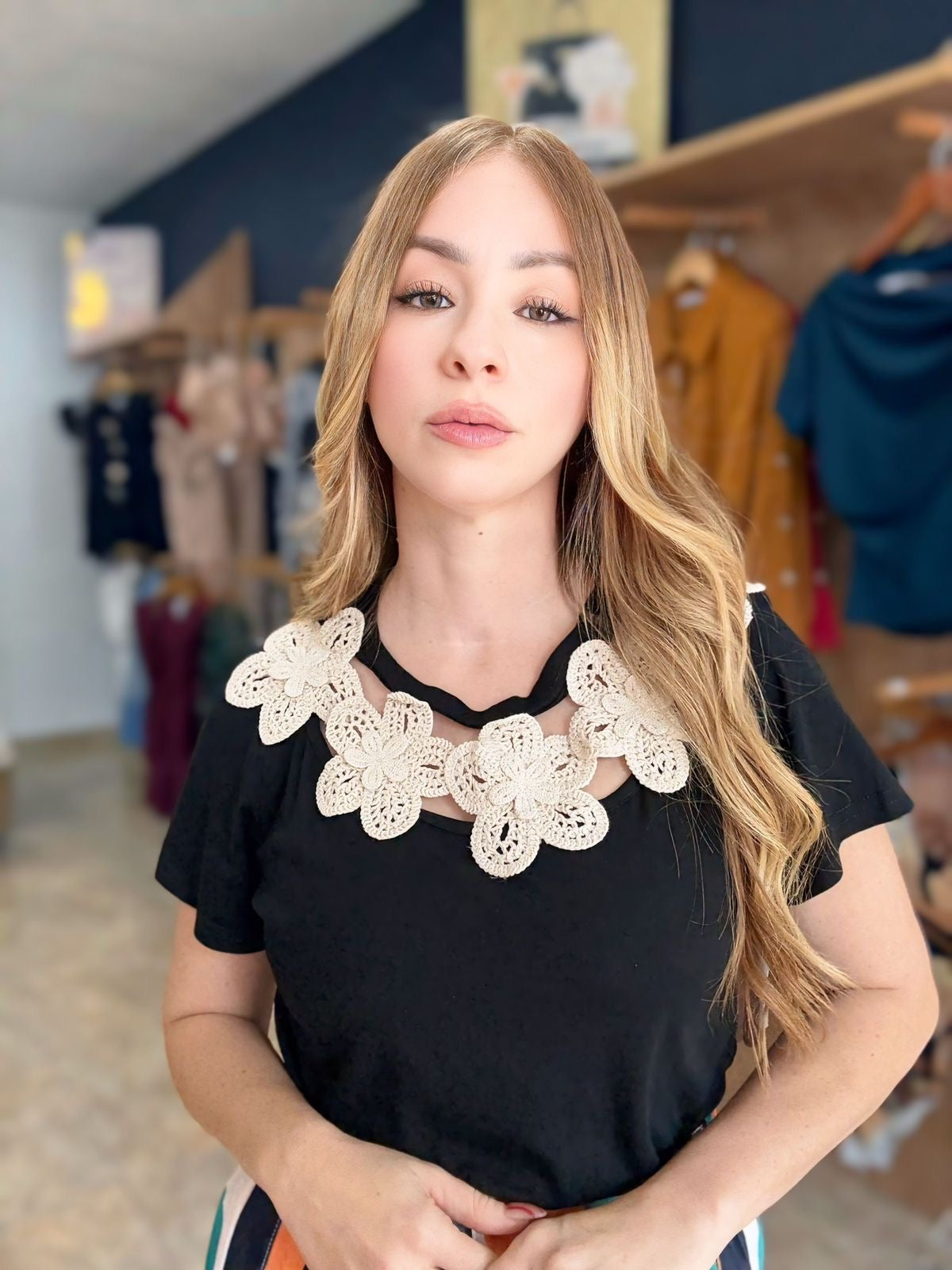 Floral Crochet T-Shirt