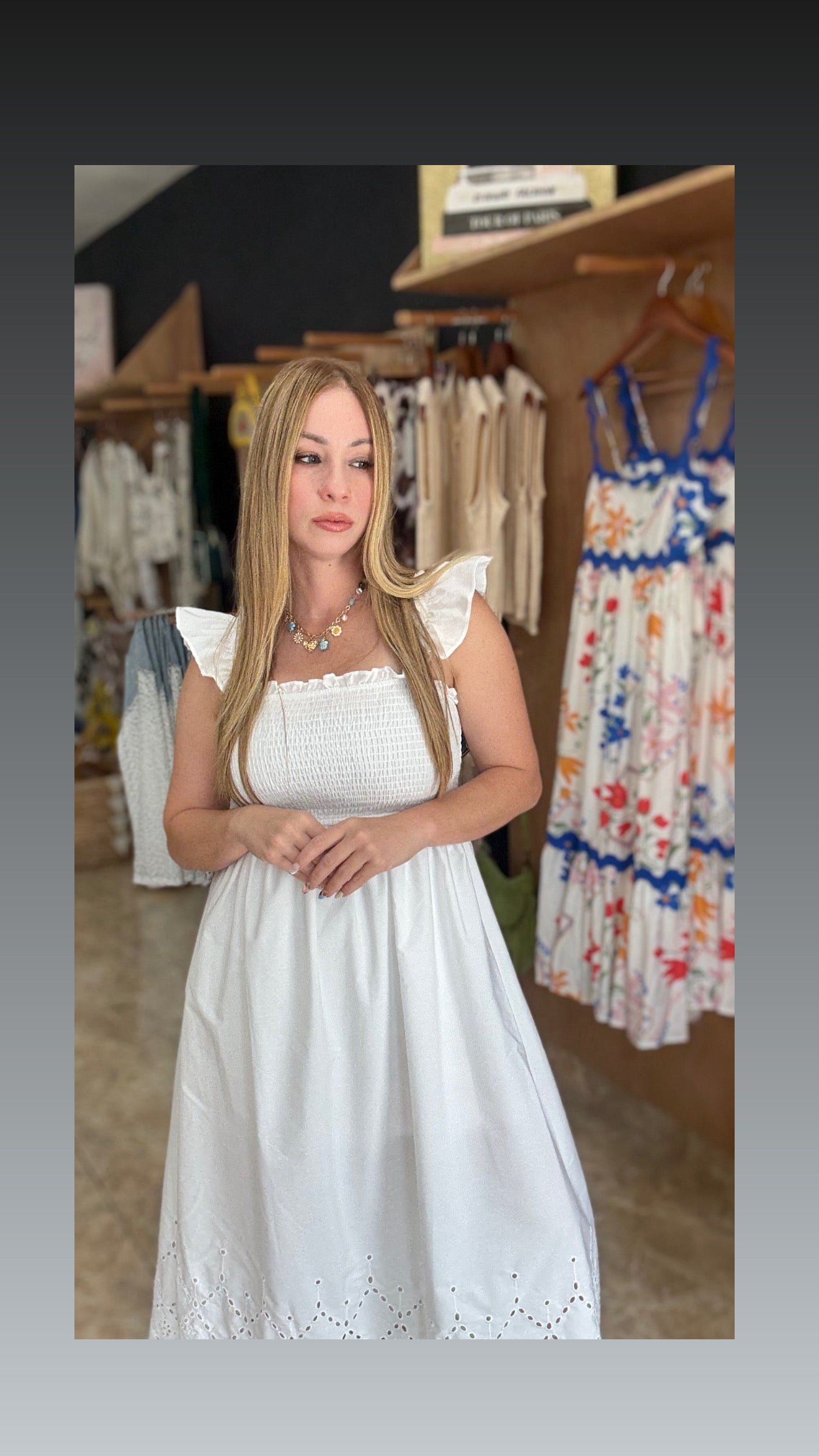 Eyelet Details Maxi Dress