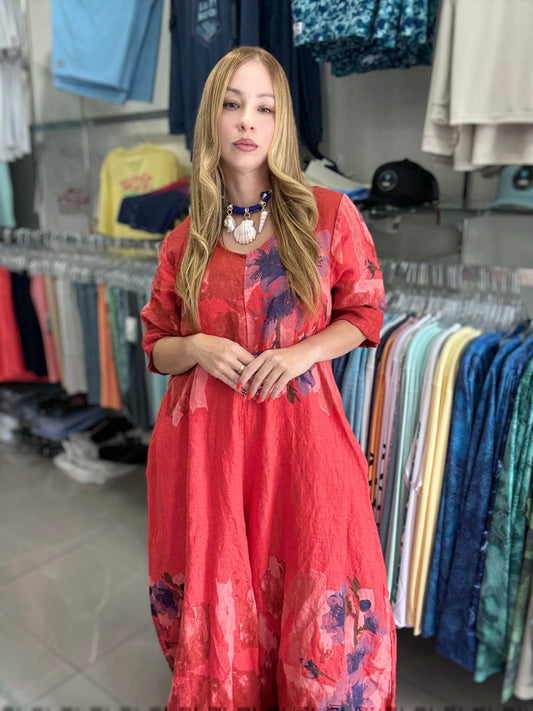 Linen Print Jumpsuit