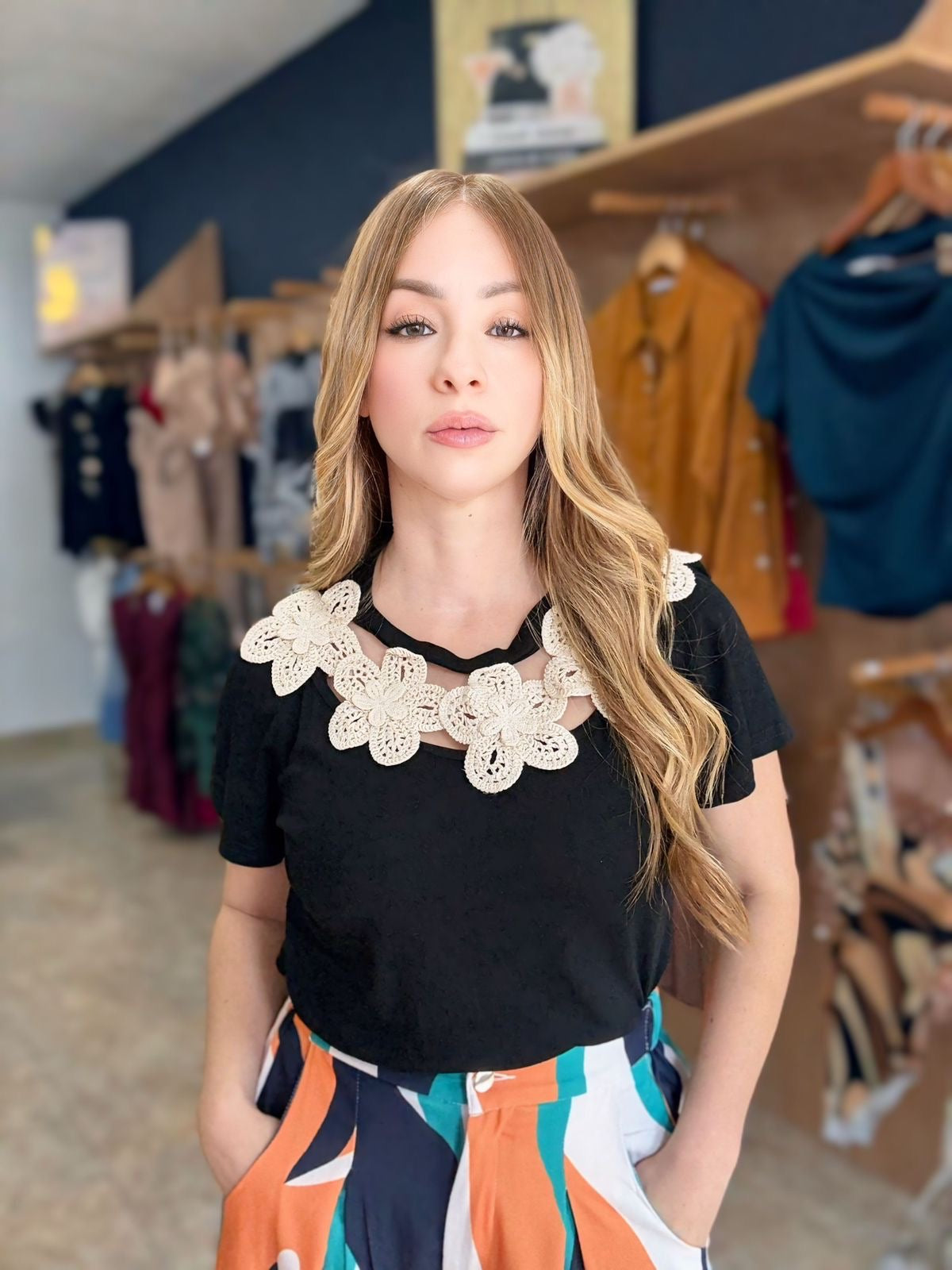 Floral Crochet T-Shirt