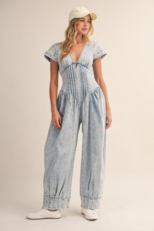 Denim Barrel Jumpsuit