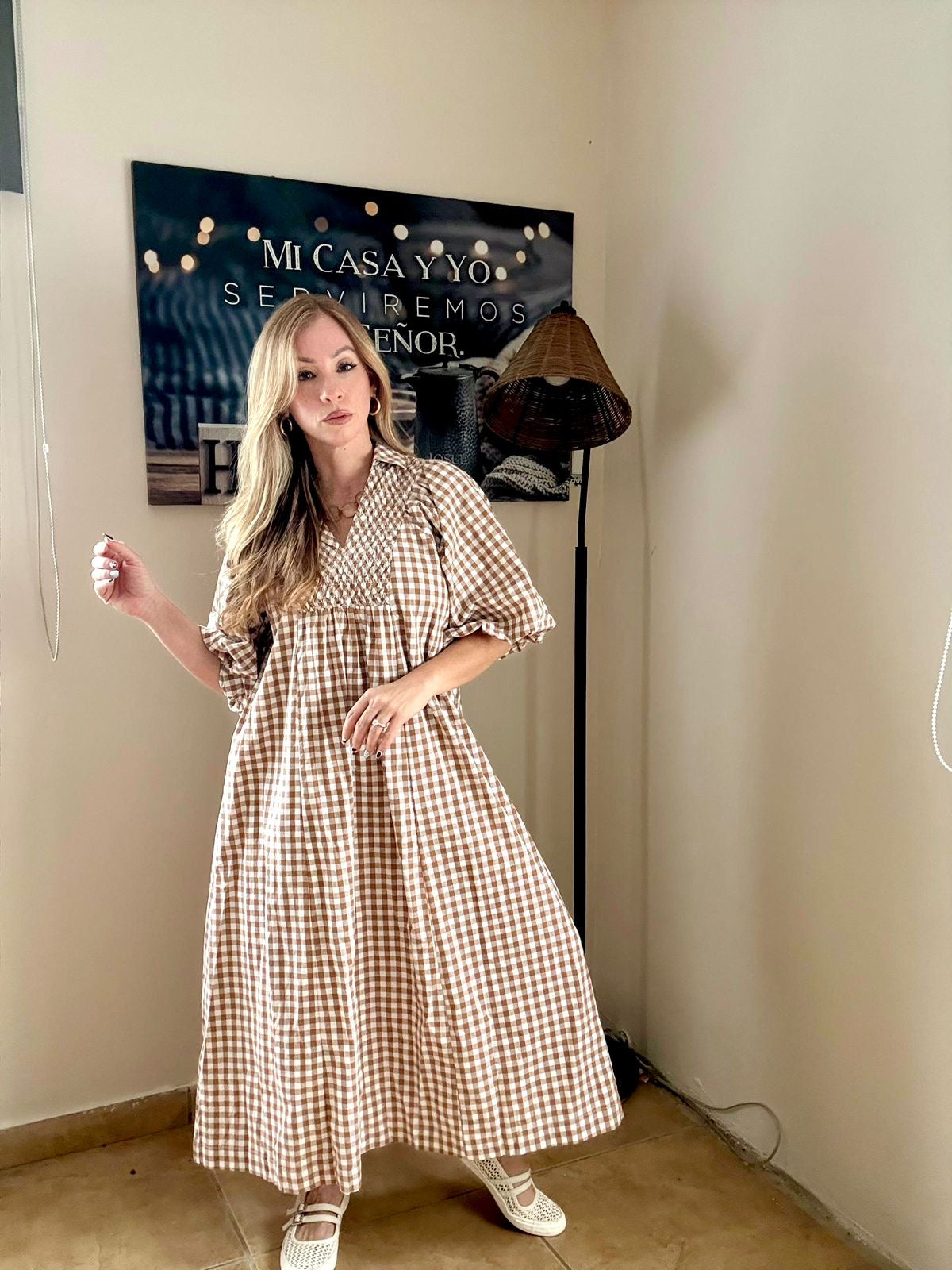 Gingan Midi  Dress
