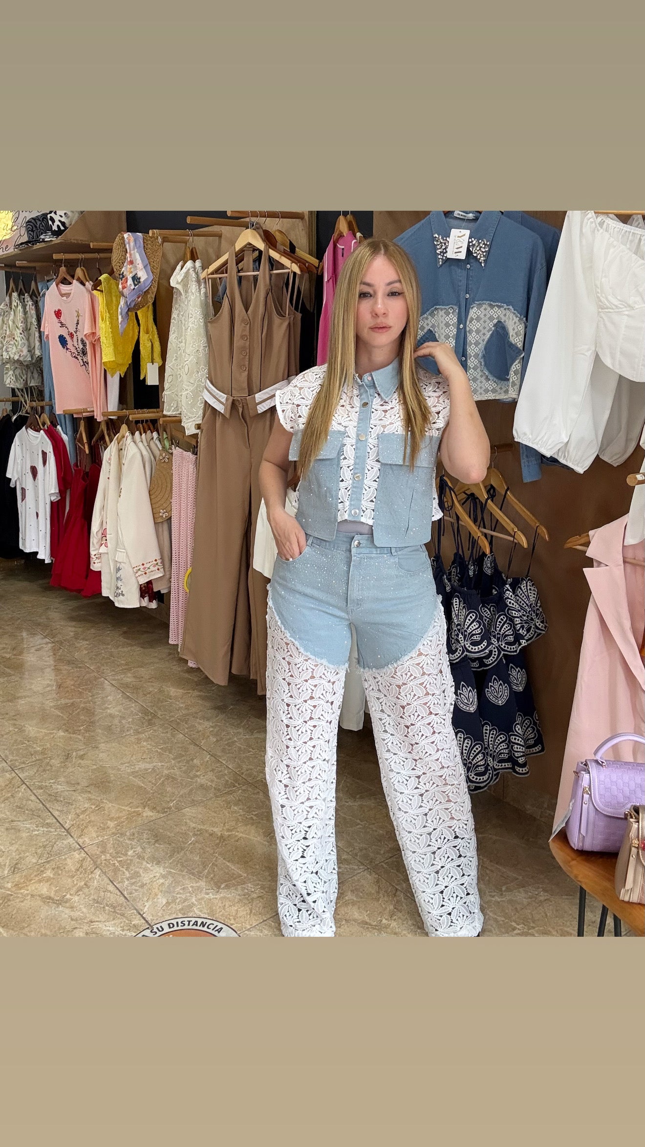 Lace Denim Set