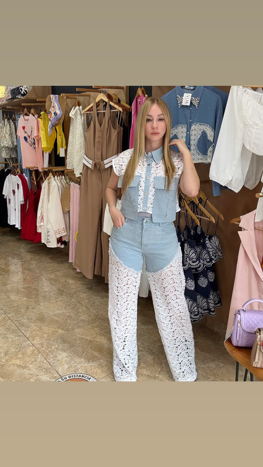 Lace Denim Set