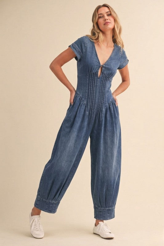 Dark Denim Barrel Jumpsuit