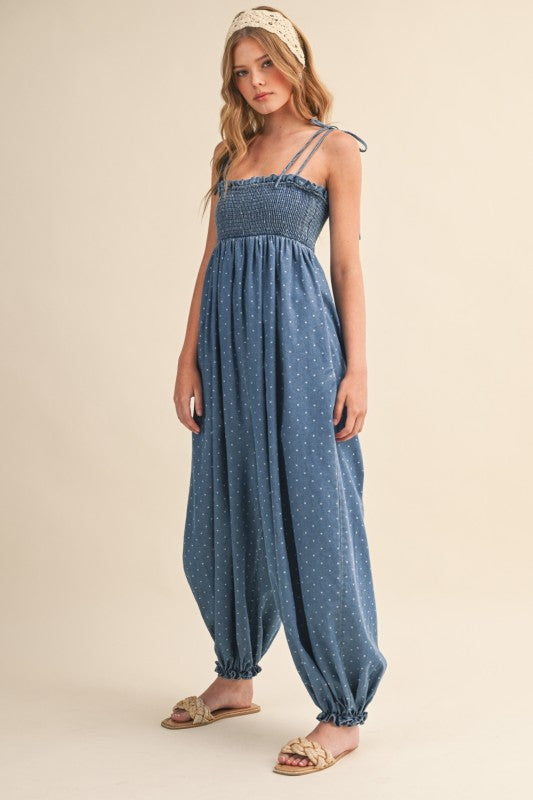 Polka Dots denim Jumpsuit