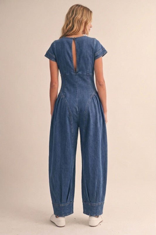 Dark Denim Barrel Jumpsuit