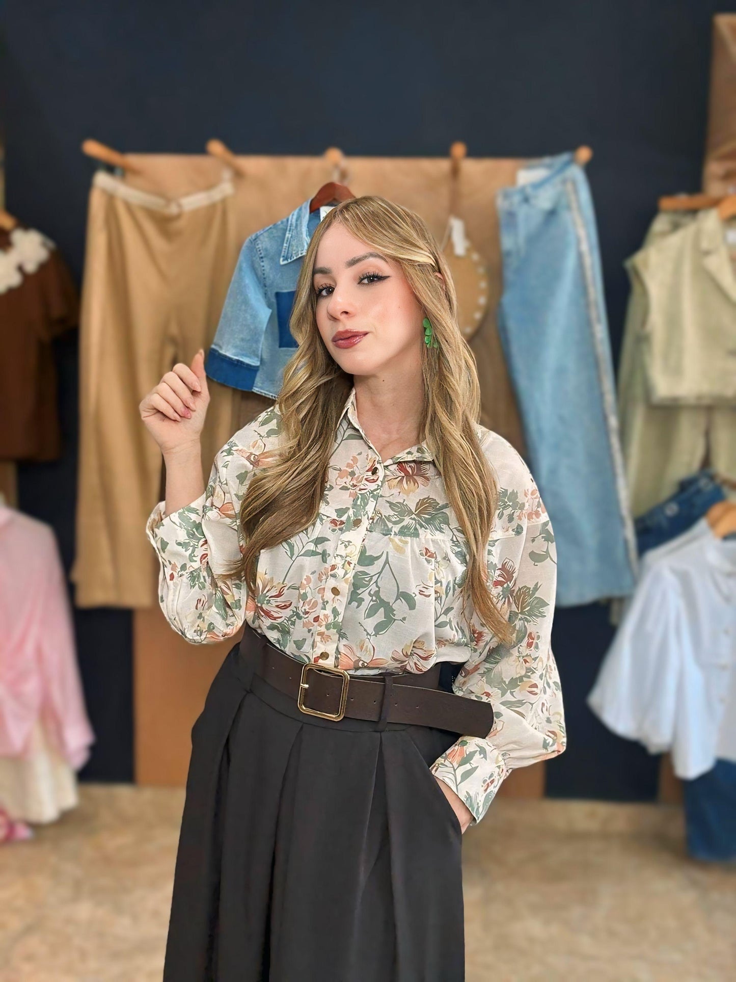 Linen floral top
