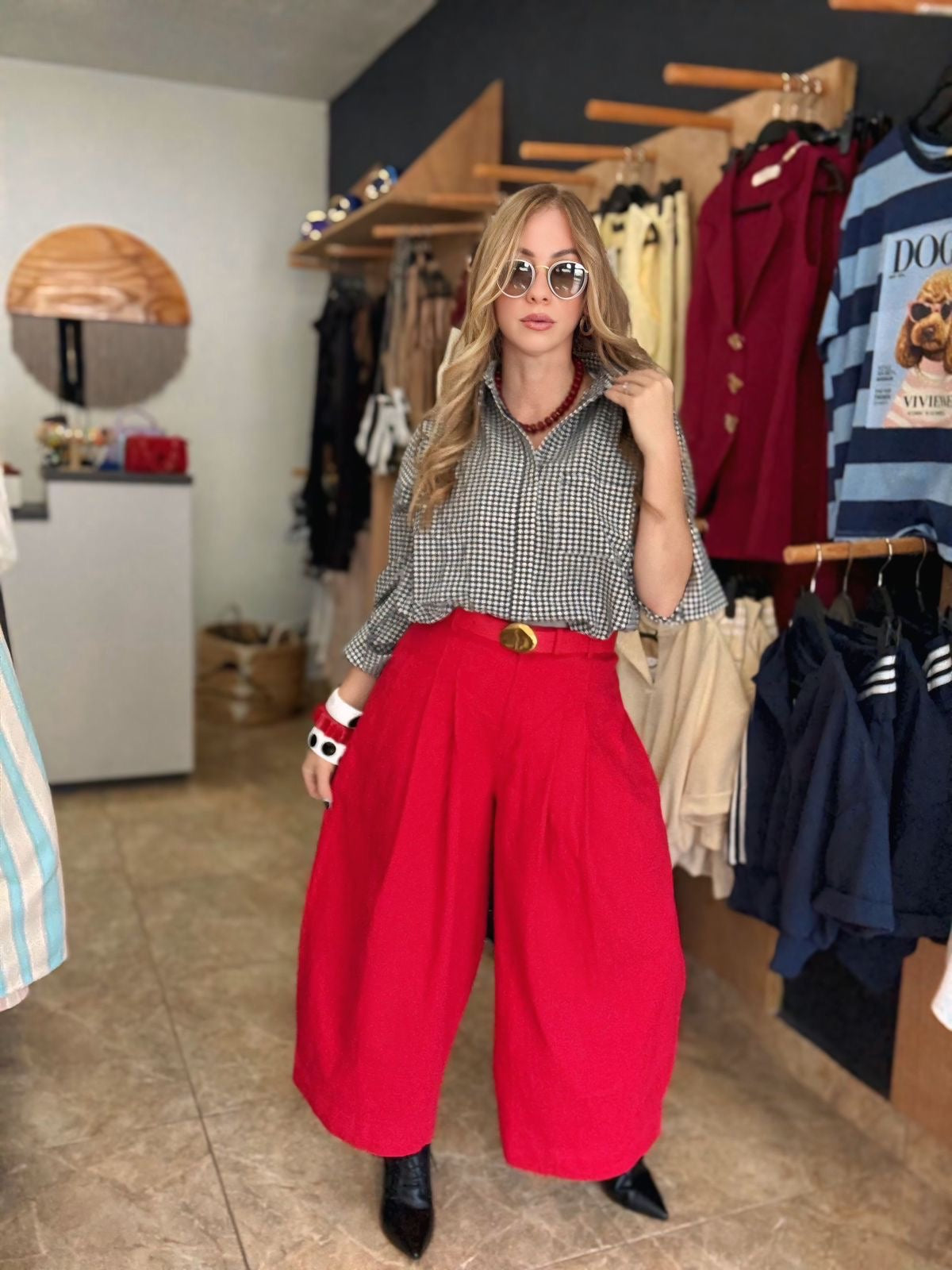 Red Pant with Belt