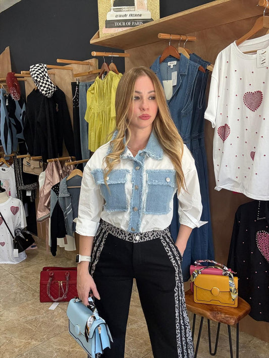 White Denim Top