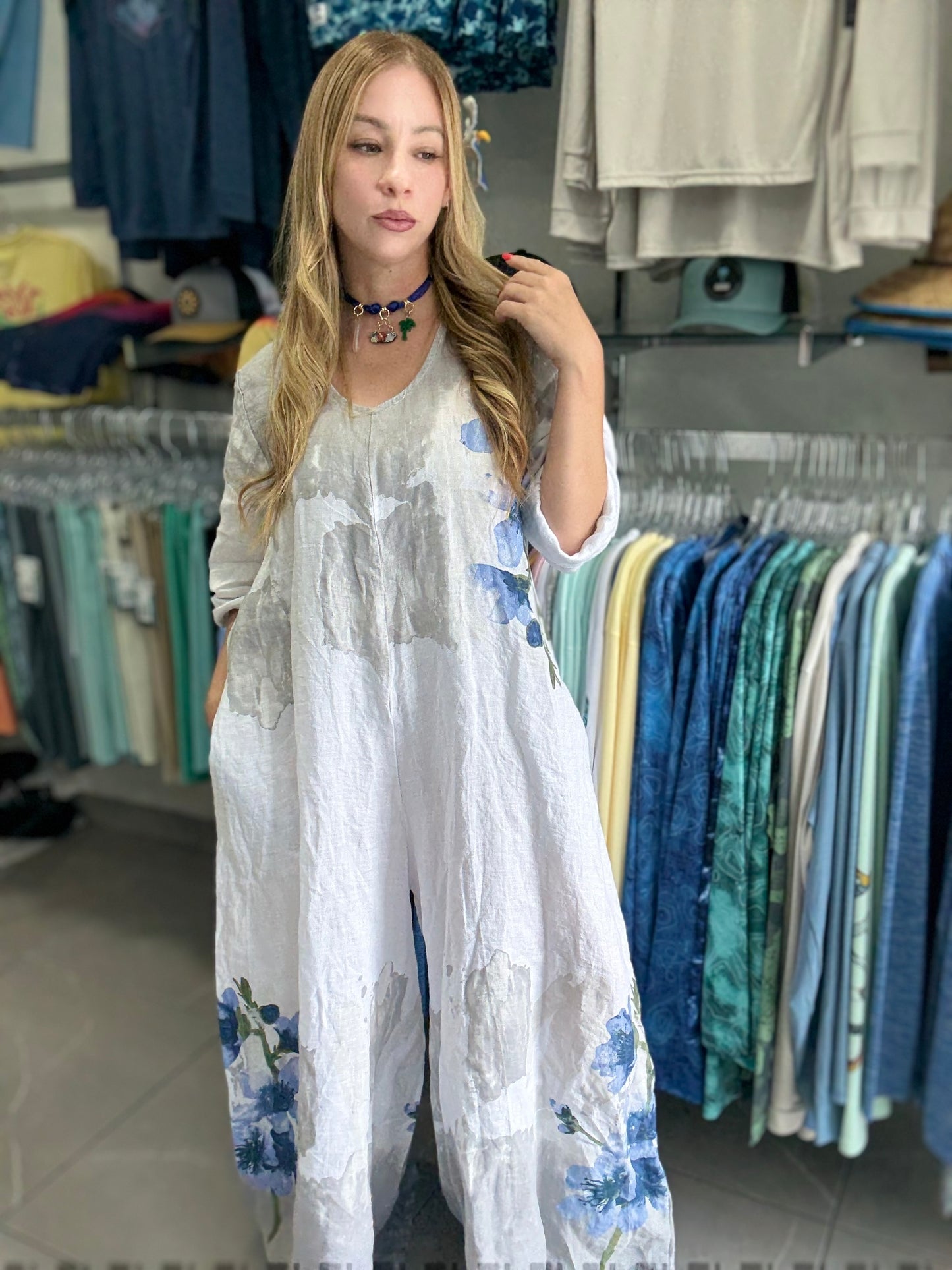 Linen Print Jumpsuit