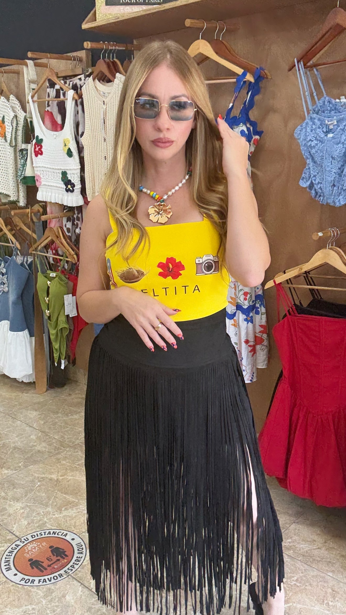 Sude Fringes Skirt