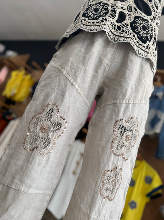 Linen Floral Pant