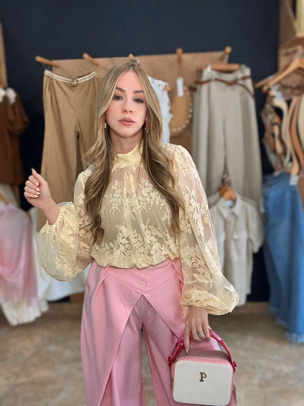 Lace yellow top
