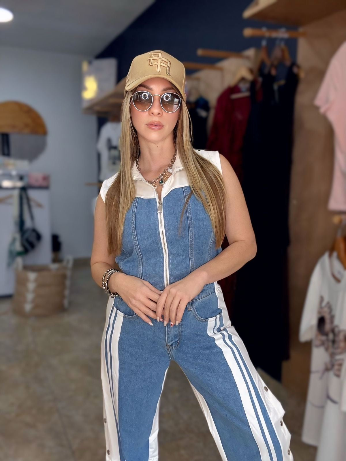Travel denim & white set