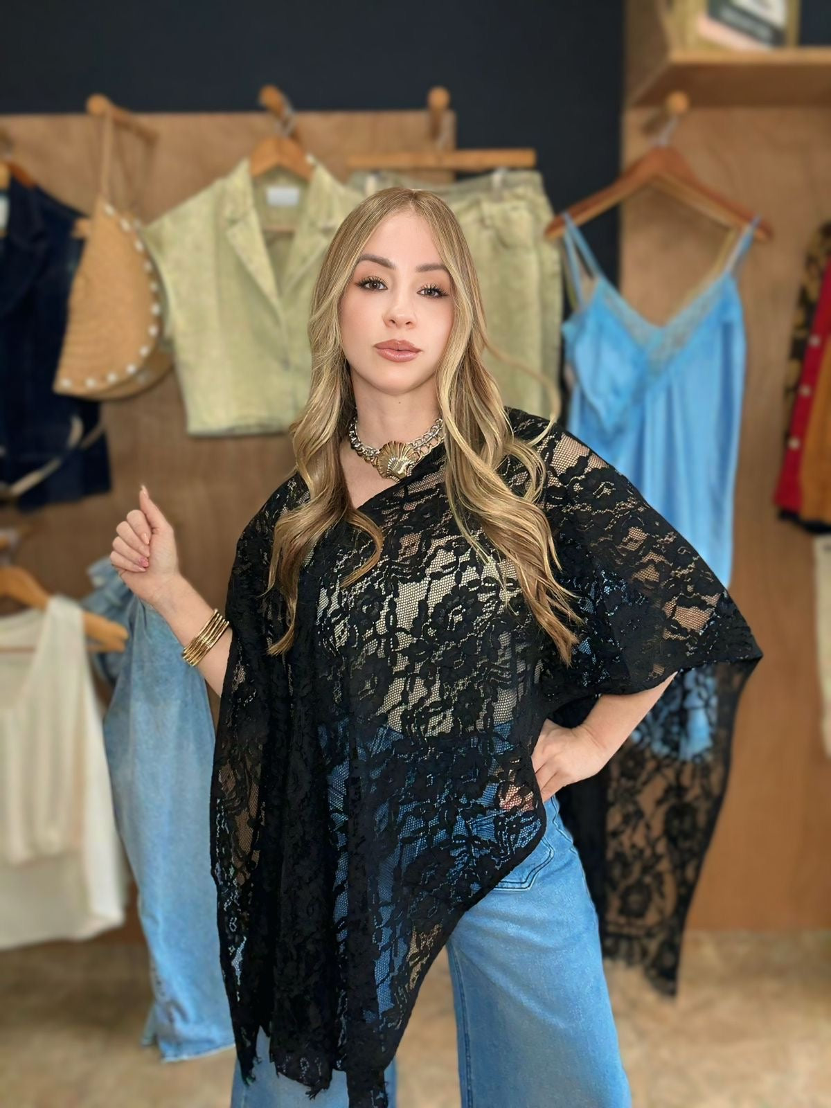 Lace poncho top