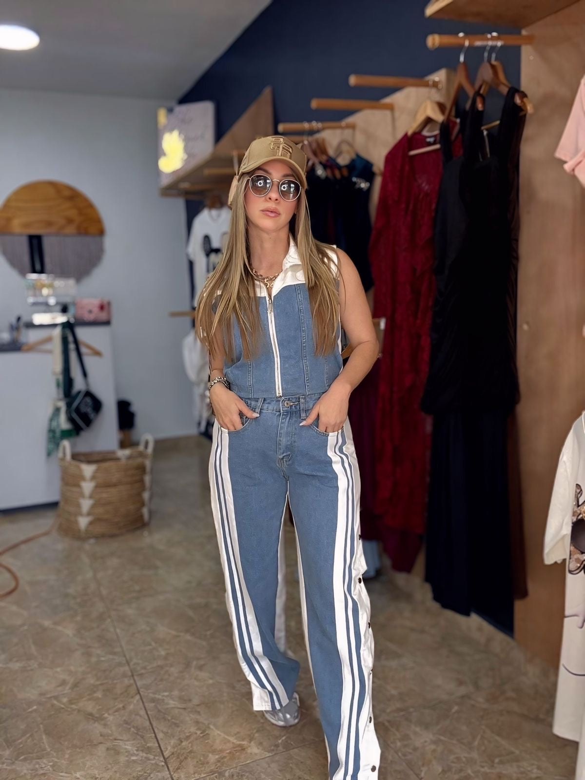 Travel denim & white set