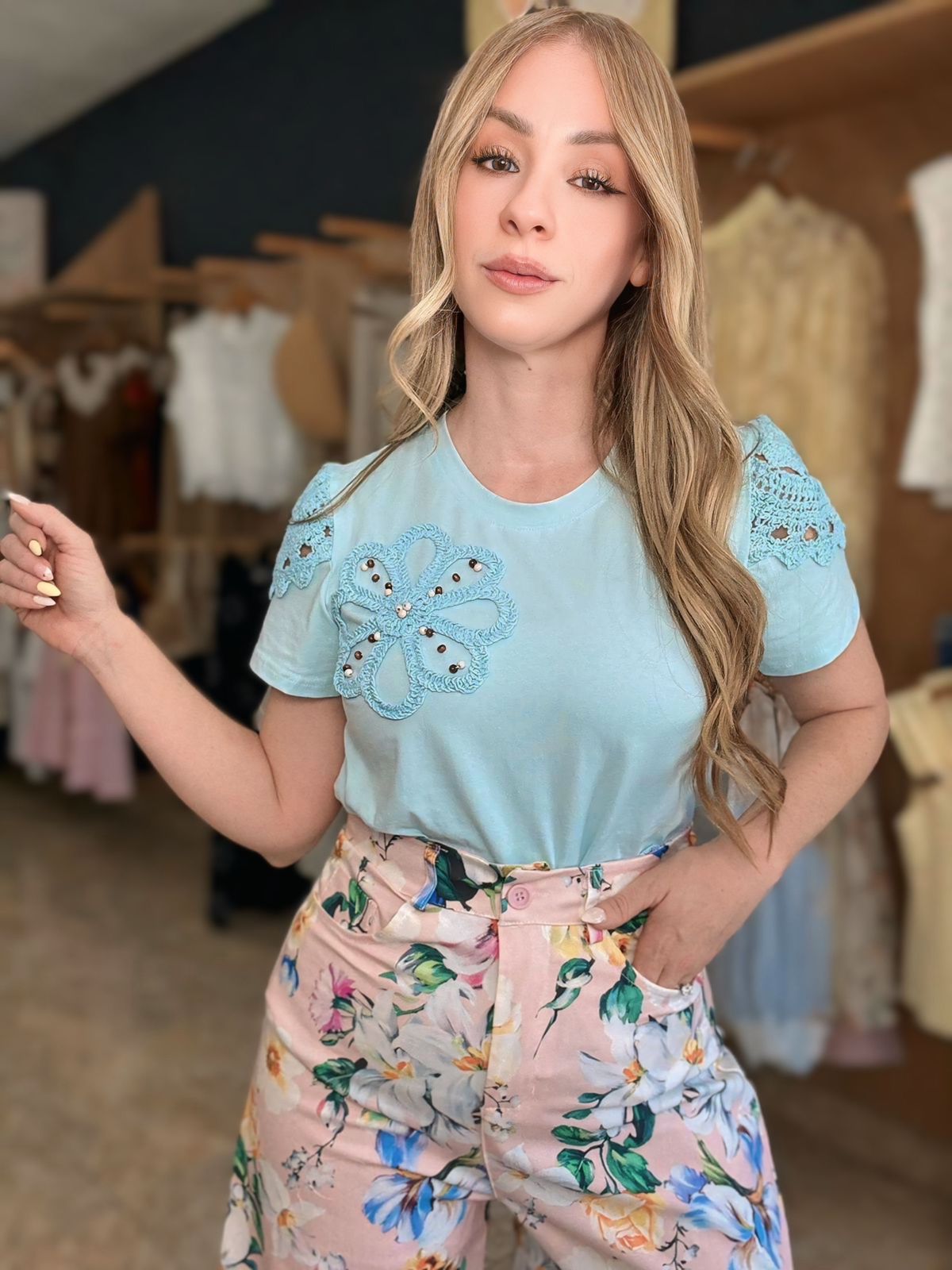 Baby Blue floral t-shirt